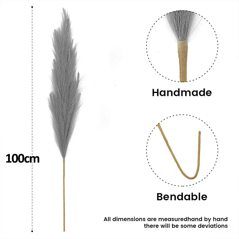 100cm Artificial Pampas Grass Fluffy Fake Reed Flowers 1pc Home Bedroom Party Decoration Wedding Decor Accessories Faux Flowers