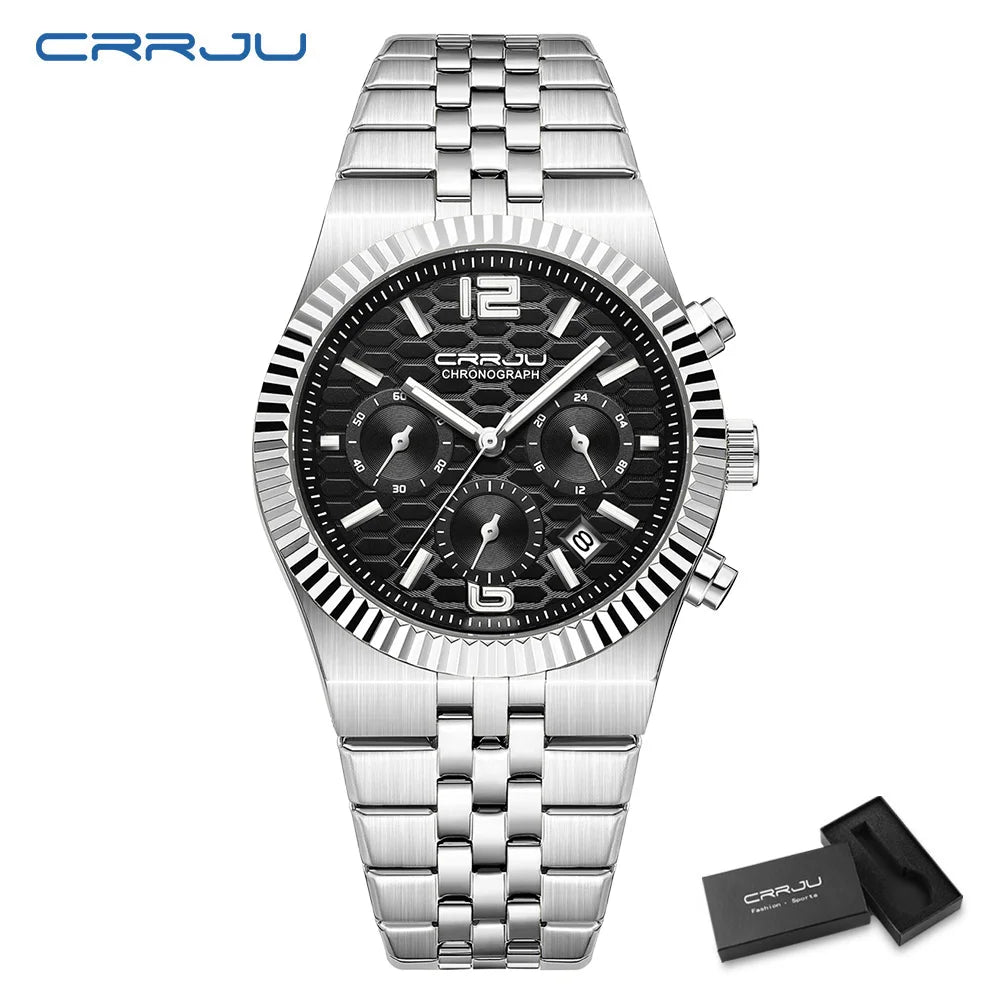Classic Men's Automatic Date Watch Stainless Steel Quartz Elegant Round Case Luminous Versatile Fashion Night Light 2323
