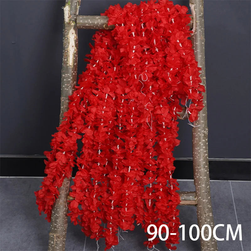 Artificial Wisteria Garland Flowers Faux Wall Vine Flower Backdrop Hanging Flowers Arch Garden Home Wedding Party Decor Rattan