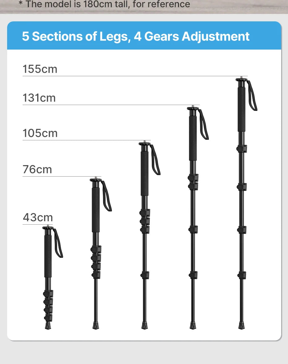 Metal Tripod Monopod for Camera DSLR Smartphone Monopod Stable and Portable Selfie Stick Hiking Pole Stick