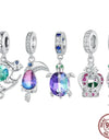 925 Sterling Silver Bi Color Sea Turtle Charms Toucan Pendant Red Crown Beads