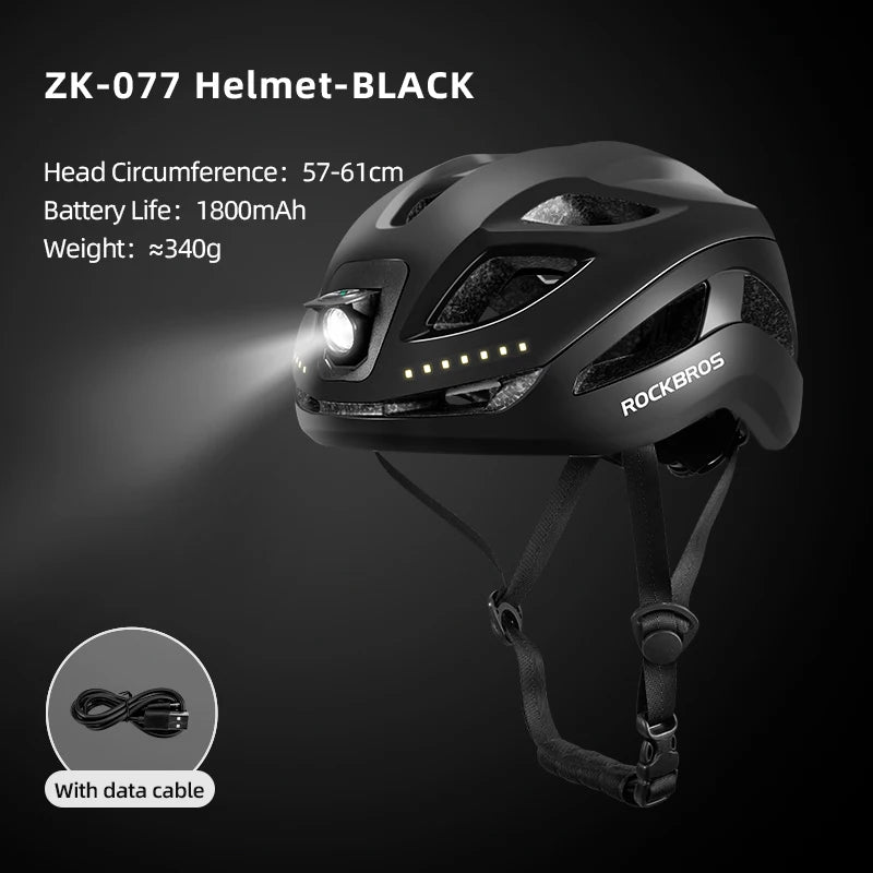Bicycle Light Helmet Type-C Rechargeable Front + Rear Light Warning Bike Helmet Head MTB Road Cycling Helmet