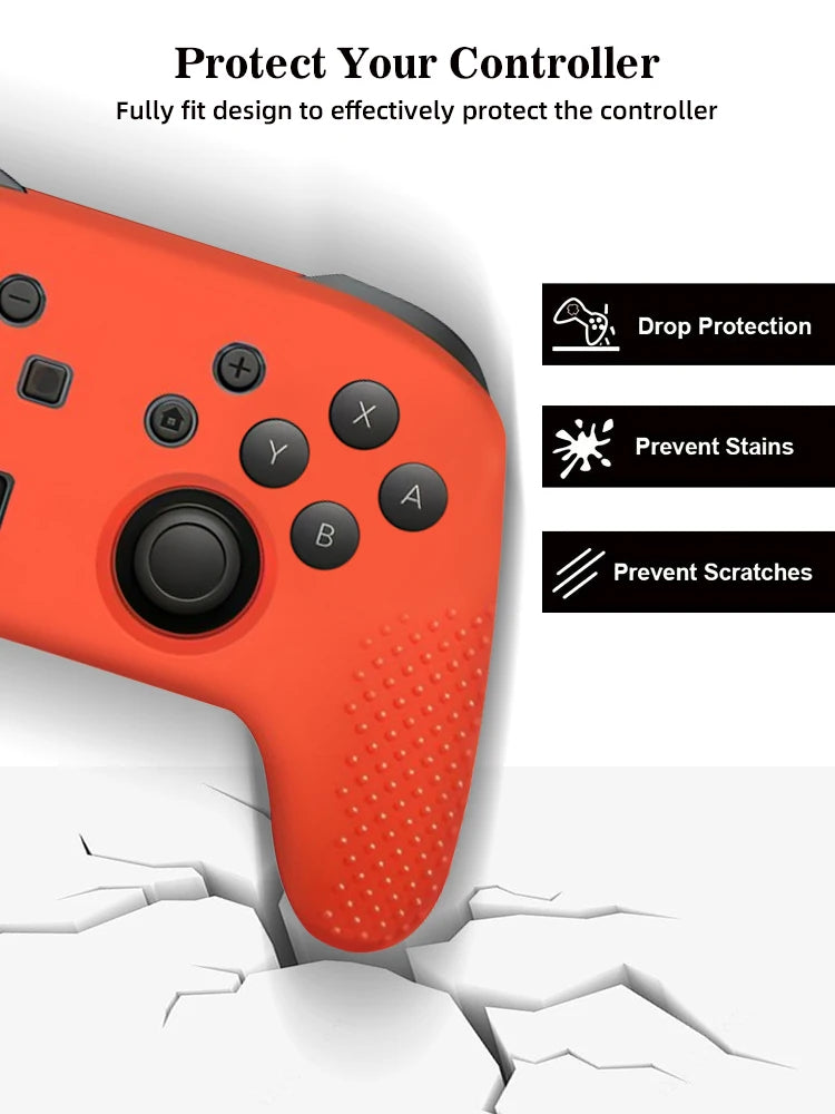 Anti-Slip Soft Silicone Case for Nintendo Switch Pro Controller – Rubber Skin with Joystick Grip Caps