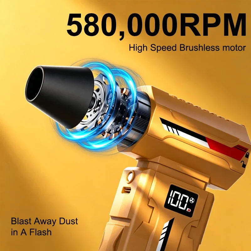 580000RPM Mini Jet Blower Powerful Wind Pressure Electric Compressed Air Cordless Vacuum Cleaner For PC Home Office Camping