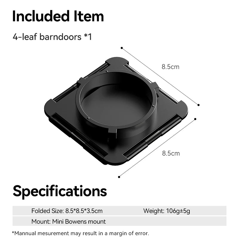 Four-Blade Light Barrier – Mini Bowens Mount for LT028 40W COB LED