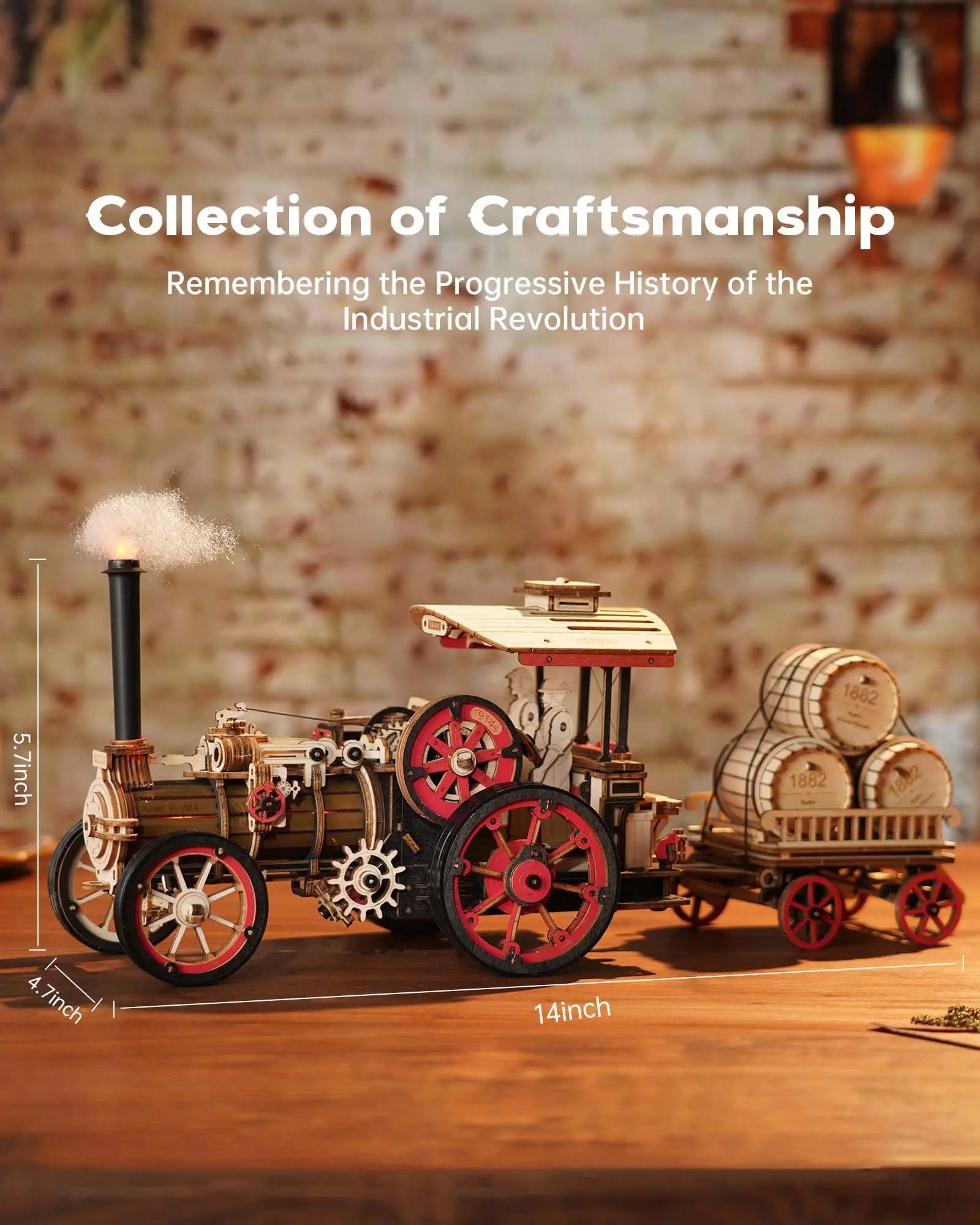 3D Wooden Puzzle Car Model Building Kit Steam Locomotive Model Kits Wooden Puzzle 469 Parts
