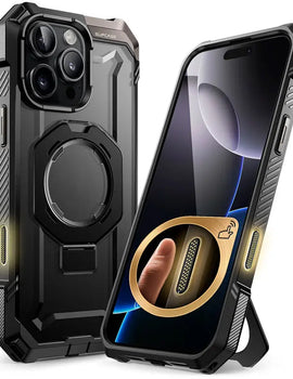 For iPhone 16 Pro Case with Camera Control Capture Button UB Grip Heavy Duty Rugged Magnetic Phone Case with Stand