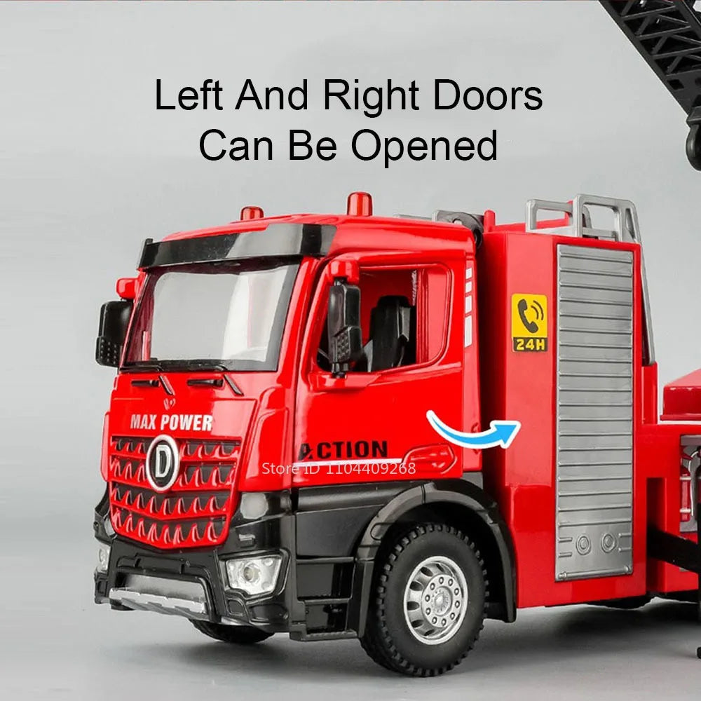 1:32 Ladder Truck Water Tanker Military Missile Rocket Launcher Trucks Model Toy Car Metal Diecast Sound Light Models Boys Gifts