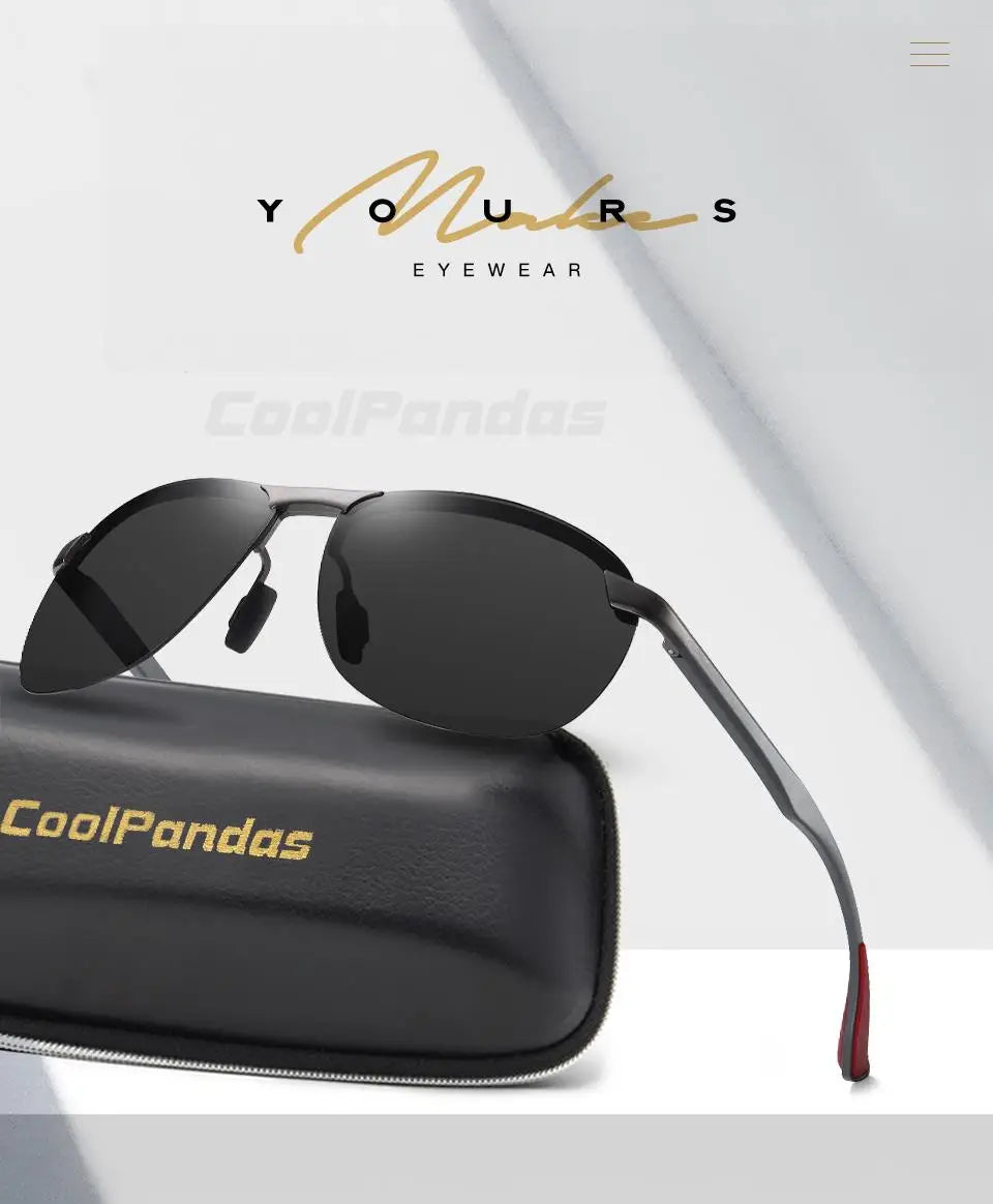 Rimless Photochromic Polarized UV400 Aluminum Driving Sunglasses for Men Women