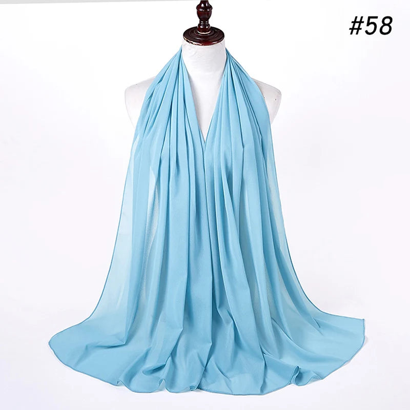 Muslim Chiffon Hijab Women Bubble Chiffon Scarf For Women Ladies Veil Muslim Islam Solid Color Malaysia Wrap Scarves