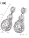Brilliant White Cubic Zirconia Dangle Earrings for Women Fashion Water Drop Earring