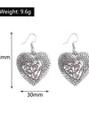 Statement Bohemian Vintage Ethnic Big Round Drop Earring Long Carved Flowers Drop Earrings For Women