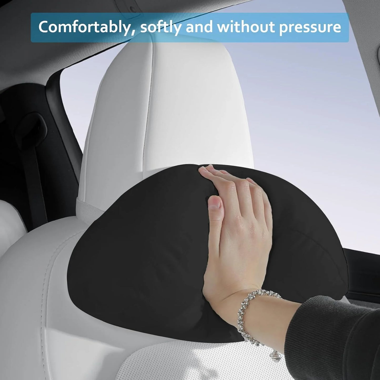 Lumbar Support Pillow For Tesla Model Y/3 Juniper Suede Car Memory FoamNeck Headrest Seat Car Accessories