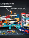 Electric Rail Car Dinosaur Building Parking Lot Adventure Racing Rail Car Toys  Brain Mechanical Interactive Rail Cars