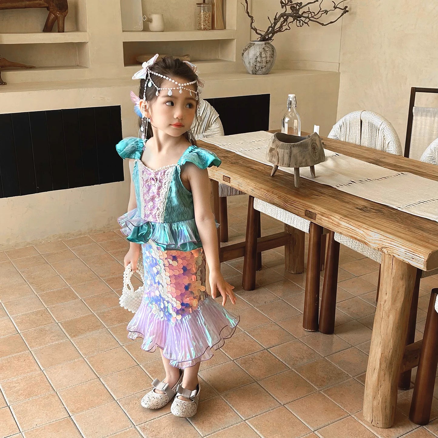 New Girl Dresses Princess Costume Kids Mermaid Cosplay Costume Kids Carnival Birthday Party Prom Costume Party Dresses For girls