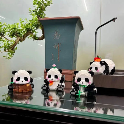 Kawaii Panda Series Micro Particle Building Block Creative Cute Animals DIY Assembled Bricks Toys For Chillren Christmas Gift