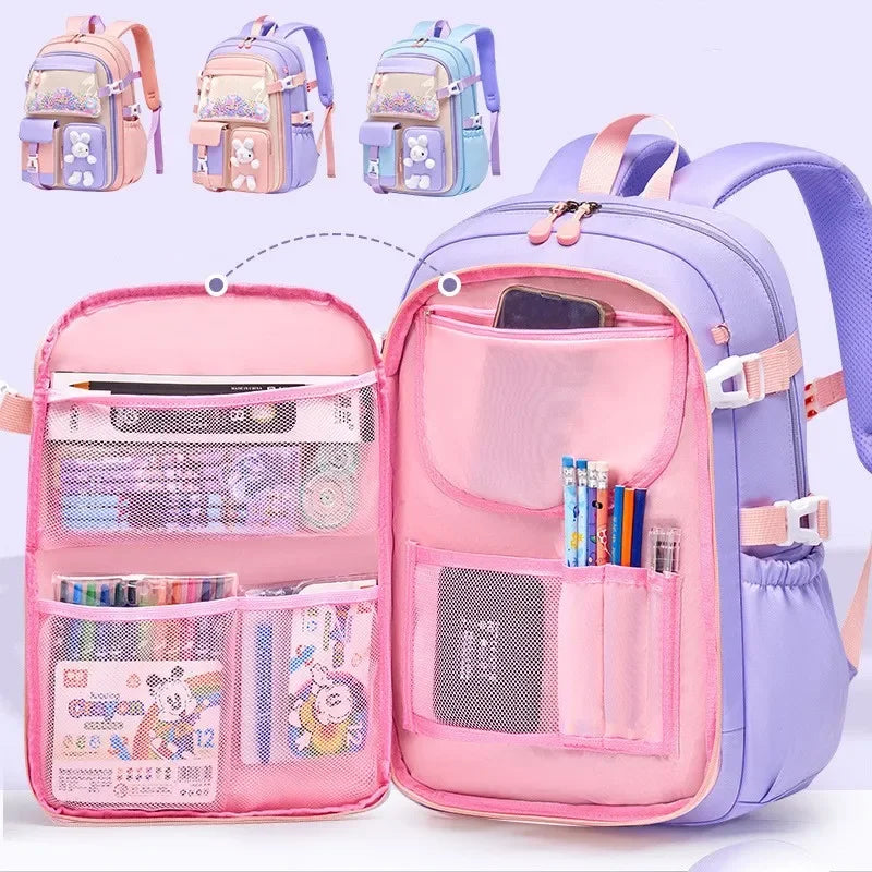 Elementary School Students Schoolbag Kawaii Lightweight Load Reduction Children's Schoolbag Large Capacity 16 Backpack Mochila