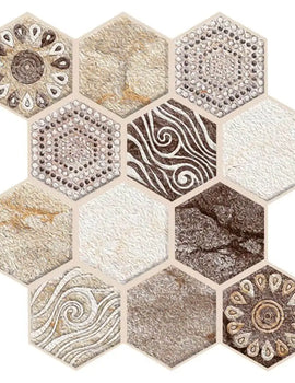 10Pcs 3D Boho Peel and Stick Wall Panel Hexagon Self Adhesive Kitchen Tile Backsplash Thicker Waterproof Wall Sticker