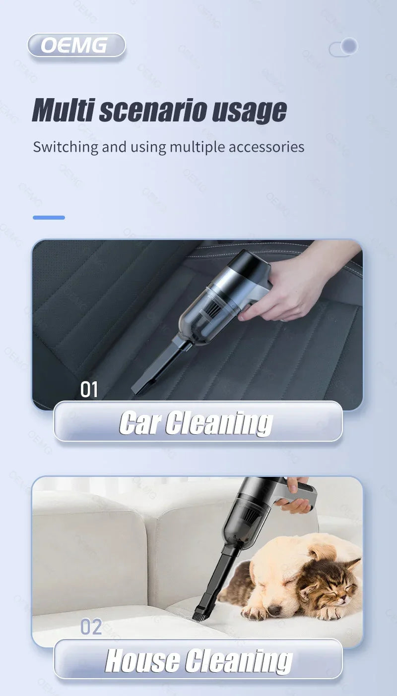 Car Vacuum Cleaner 150000PA Poweful Wireless Handheld Vacuum Cleaner Portable Strong Suction Car Cleaner Home Appliance