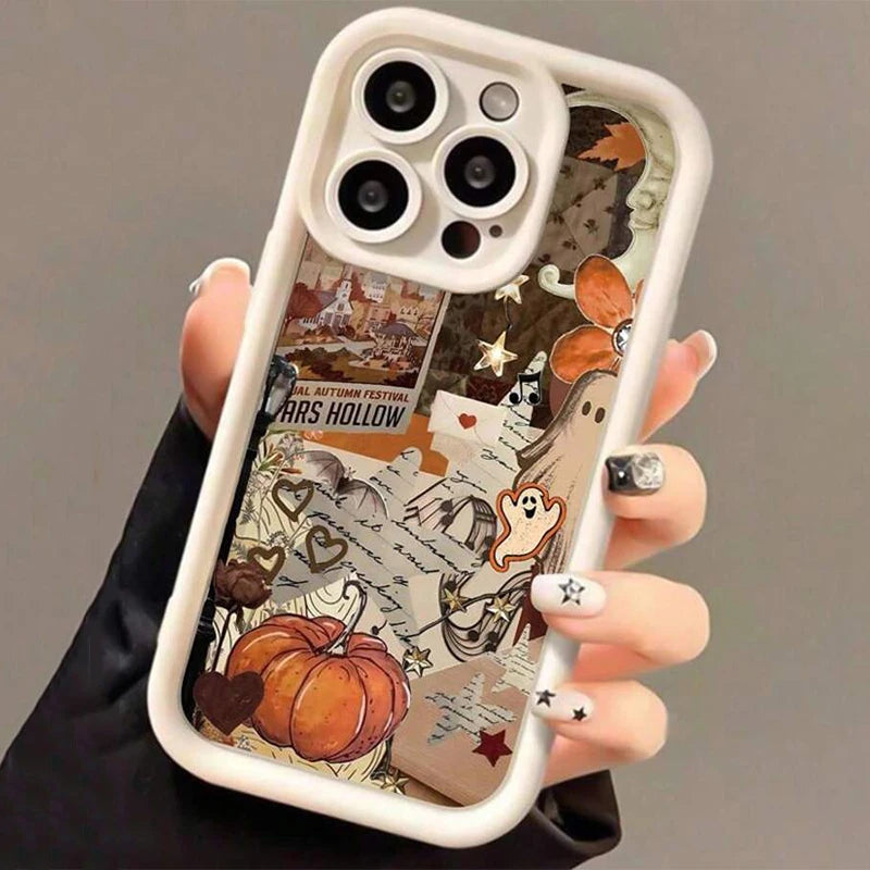 Creative Halloween Pumpkin Pattern Phone Case For iPhone 17 16 15 Pro Max Air 14 16E Soft Cover