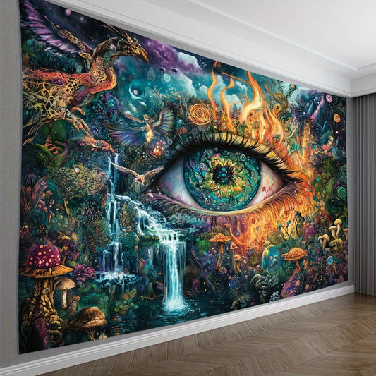 Fantasy Forest Magic Tapestry Mysterious All-Seeing Eye  Room Theme Playroom Decor
