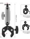 Motorcycle Crab Pliers Clip Arm Mount with Mount Adapter & Long Screw for Gopro/ DJI/ Insta360 Action Cameras & Smartphone