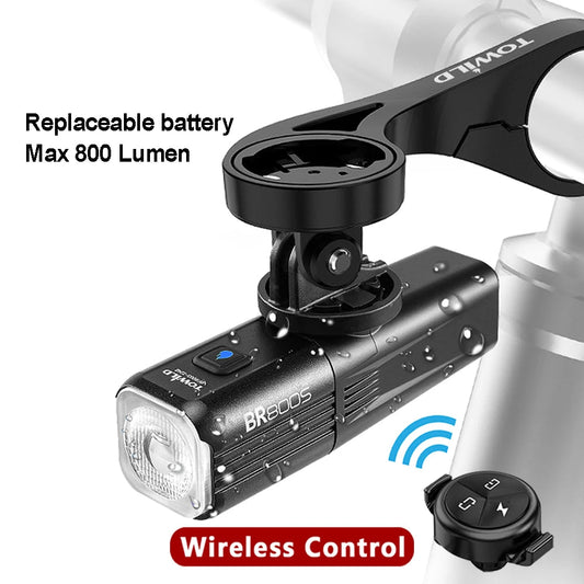 BR800S Bicycle Light 800LM Bike Light Battery replaceable Aluminum Front Lamp Type-C Charging Mtb Road Cycling Headlights