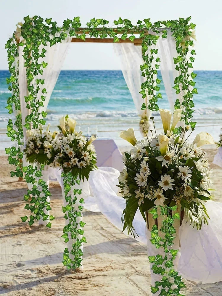 6pcs Artificial Ivy Leaves Plants Garland Plant Vines Fake Flowers Home Bedroom Party Garden Wedding Decoration Hanging Plants