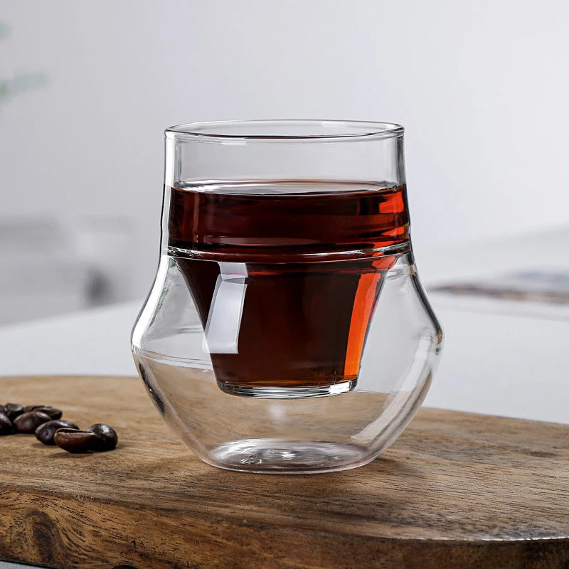 120/250/335ml Double-layer Glass Cup Hanging Ear Espresso Coffee Cup Anti-scalding Milk Brandy Wine Teacup Clear Mug Set