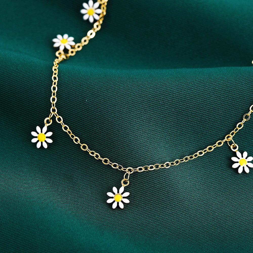 Cute Daisy Flower Anklets for Women Beach Anklet Leg Bracelet Handmade Bohemian Foot Chain