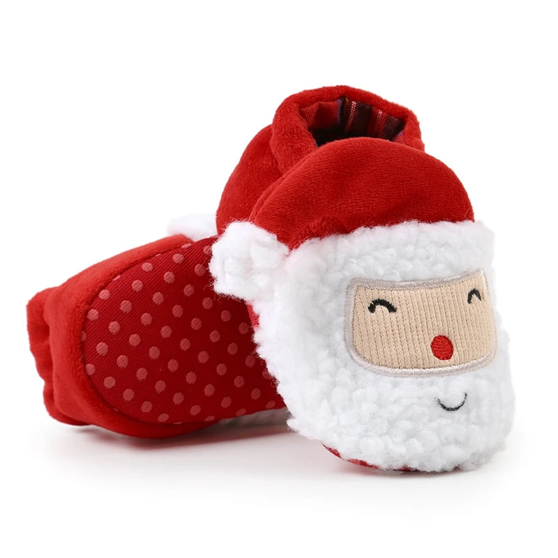 Christmas  Shoes  Winter Snow Boots Cute Cartoon Santa Claus Warm  Walking Shoes Girls Boy Crib Shoes First Walker