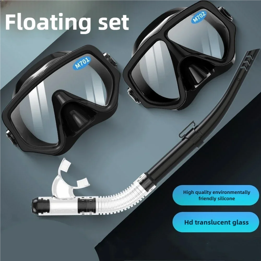 Dry Snorkel Set Diving Mask For Adults Tempered Glass Professional Panoramic Snorkeling Gear Swimming Training Snorkel Kit
