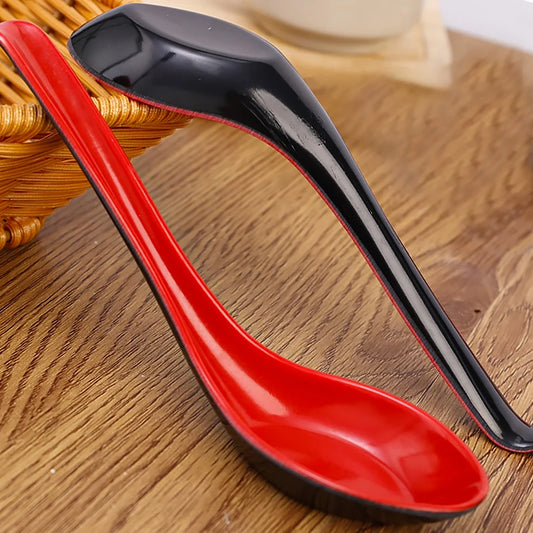 New Melamine Spoon Imitation Porcelain Long Handle Soup Spoons Japanese Dumpling Porridge Rice Scoops Kitchen Tableware Cutlery