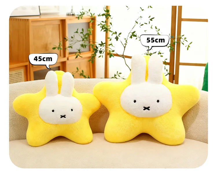 New Kawaii Miffy Stuffed Doll Miffy Star Pillow Plush Toy for Kids Anime Birthday Gift Soft Cuddly Sleeping Buddy for Girls