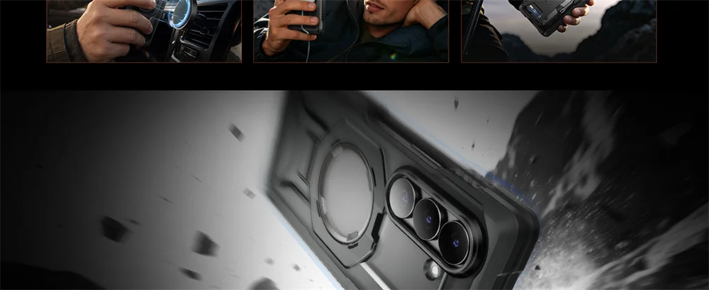 Full Body Rugged Phone Case with Magnetic Ring Kickstand and HD Clear and Privacy Screen Protectors for Samsung Galaxy Z Fold 8 Ultra