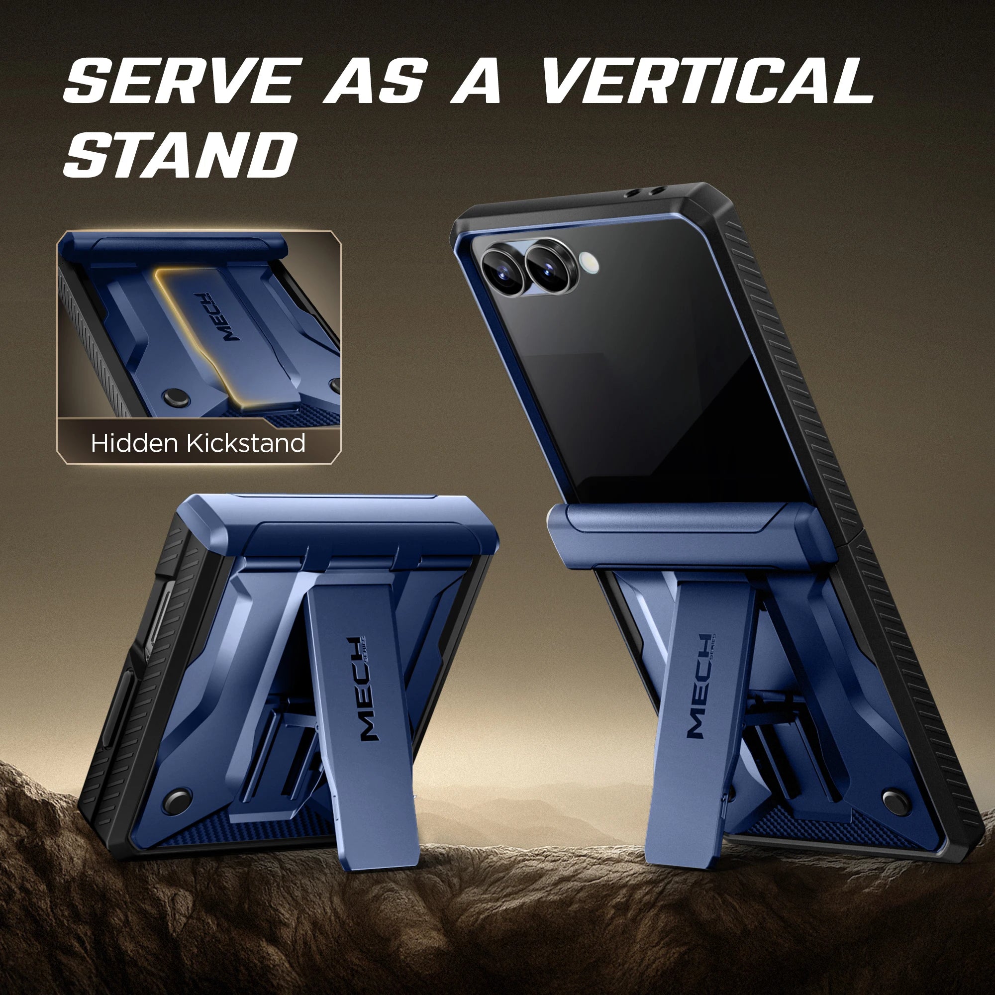 For Galaxy Z Flip 7 Case with Kickstand & 360° Rotatable Belt-Clip Built-in Privacy Screen Protector Hinge Protection Phone Case