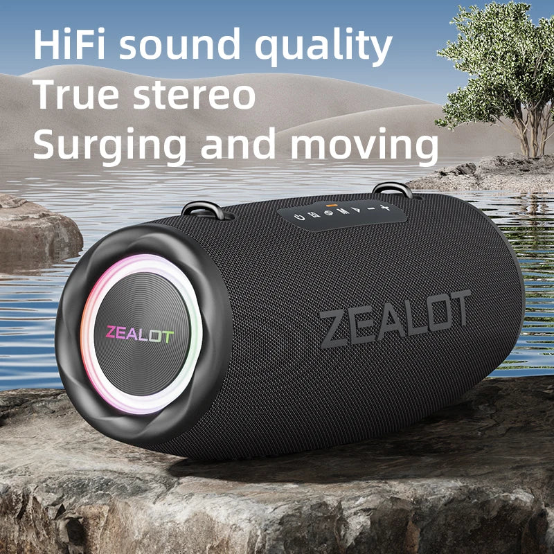 ZEALOT-S87 Outdoor Portable Wireless Bluetooth Speaker 80W High Volume Subwoofer Sound Performace IPX6 Waterproof Camping