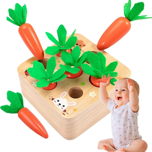 Montessori Toys Carrot Harvest Game Wooden Shape Matching Puzzle 6 12 Months Baby Pull Carrot Set Develop Fine Motor Skill Toys