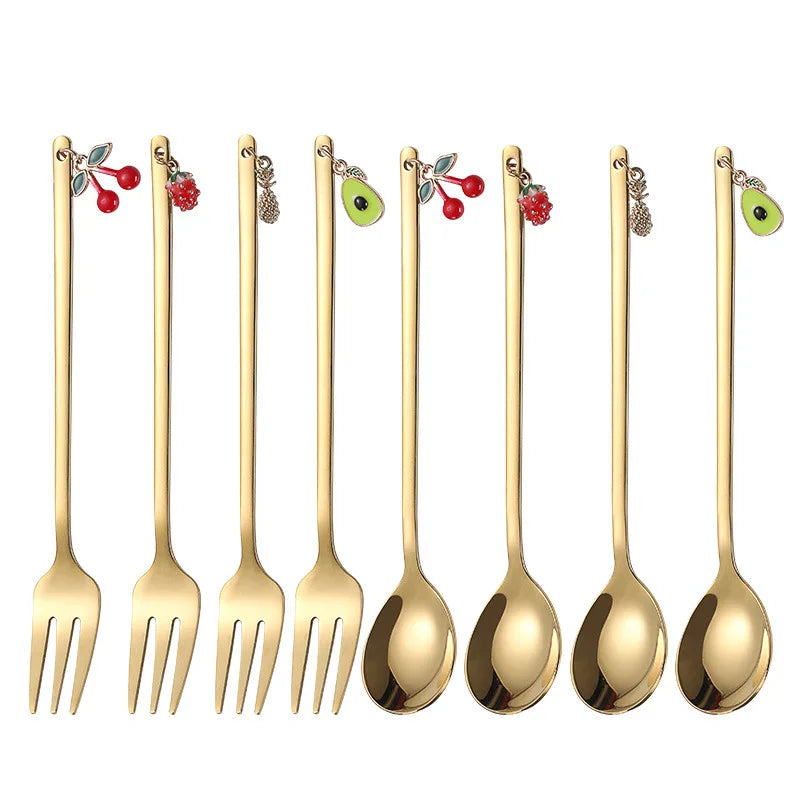 Cute Metal Pendant 304 Stainless Steel Spoon Hollow for Ice Cream Tea Dessert Coffee Scoops Kitchen Tableware Accessories