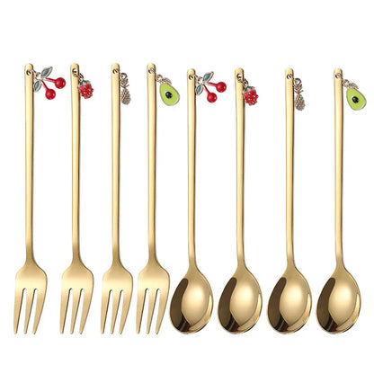 Cute Metal Pendant 304 Stainless Steel Spoon Hollow for Ice Cream Tea Dessert Coffee Scoops Kitchen Tableware Accessories