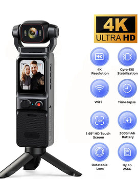 4K Pocket Action Camera Touch Screen Stabilization Sport BodyCam Portable Small Video Recorder Digital Vlog Camera for YouTube
