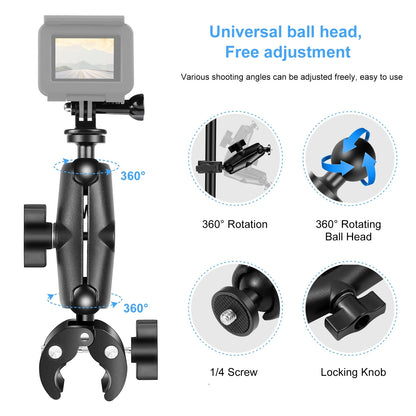 Motorcycle O-Clip Quick Release Clamp / Crab Clamp Handlebar Fixed Mount Holder for GoPro and Other Action Cameras