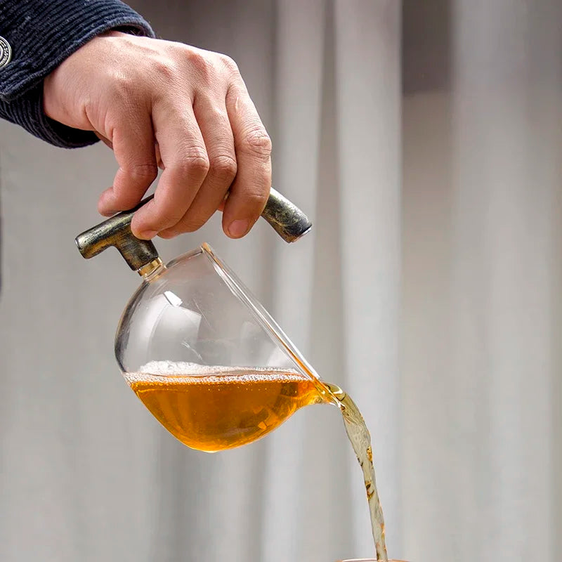 Golden Dragon Glass teacup set light luxury home  full semi-automatic tea set Kung Fu teapot