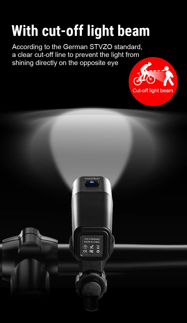 BR800S Bicycle Light 800LM Bike Light Battery replaceable Aluminum Front Lamp Type-C Charging Mtb Road Cycling Headlights