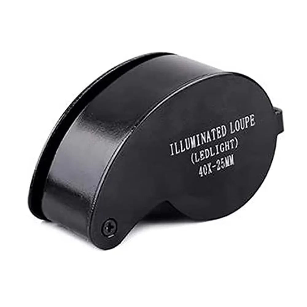 40X LED Foldable Jewelry Loupe 25mm Pocket Magnifier