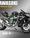 1:9 Kawasaki H2R With Spray Alloy Die Cast Motorcycle Model Toy Vehicle Collection Sound and Light Off Road Autocycle Toys Car