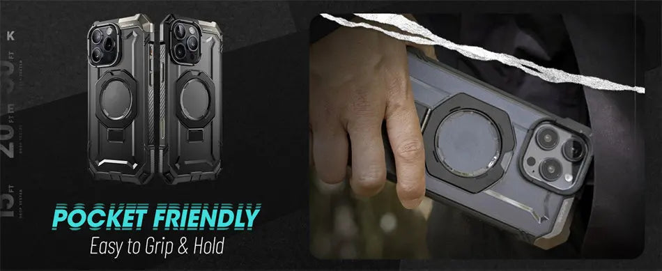 For iPhone 16 Pro Case with Camera Control Capture Button UB Grip Heavy Duty Rugged  Phone Case with Stand