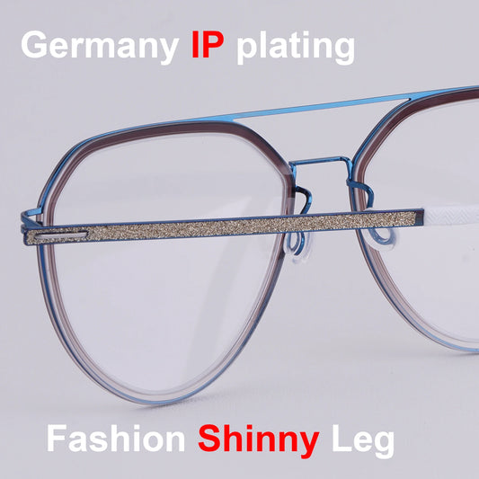 Oversized Pilot Titanium Double Bridge Eyeglasses Frame