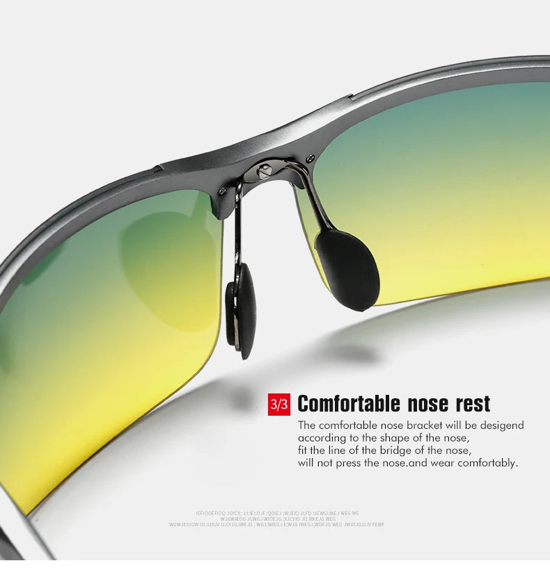 Aluminum Frame Photochromic Polarized UV400 Day Night Driving Safety Sunglasses for Men