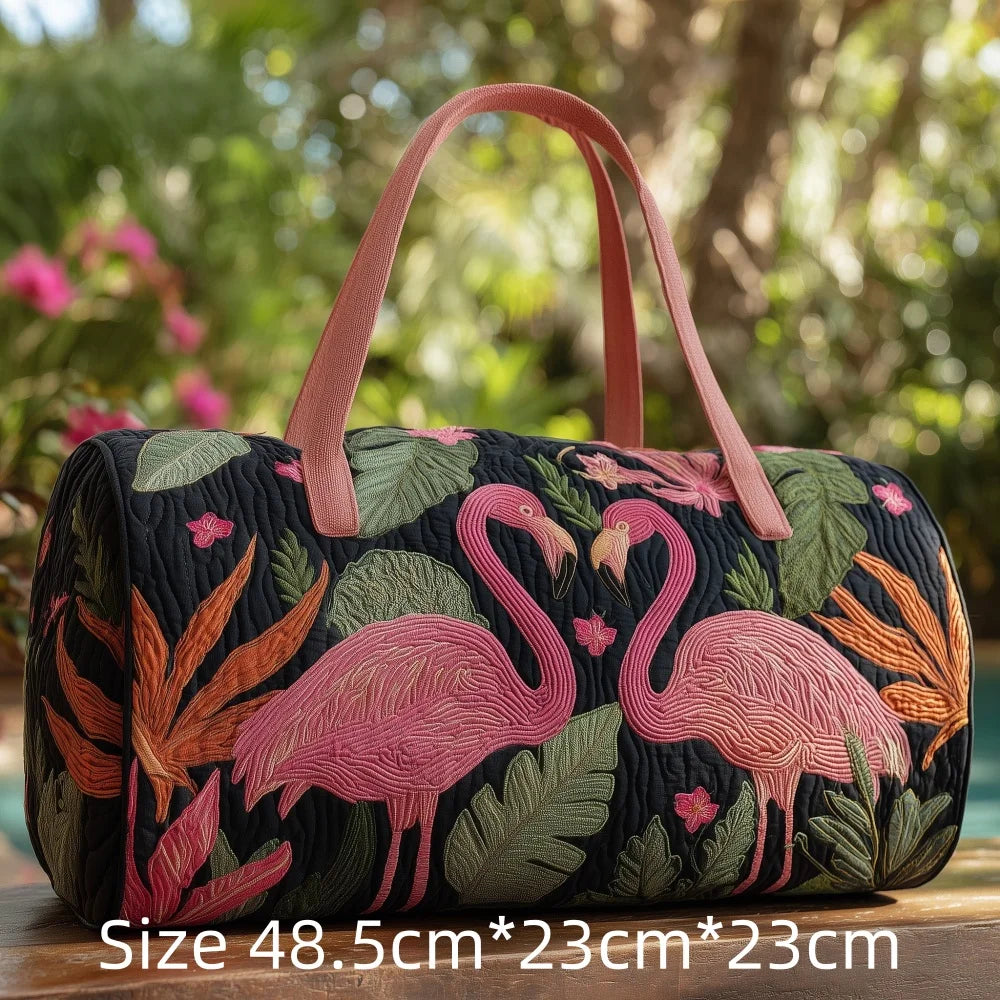 Hot Sale 3D Quilted Flamingo Bag Women Weekender Bag Tropical Palm Leaves Travel Tote Overnight Beach Vacation Carry On Bags